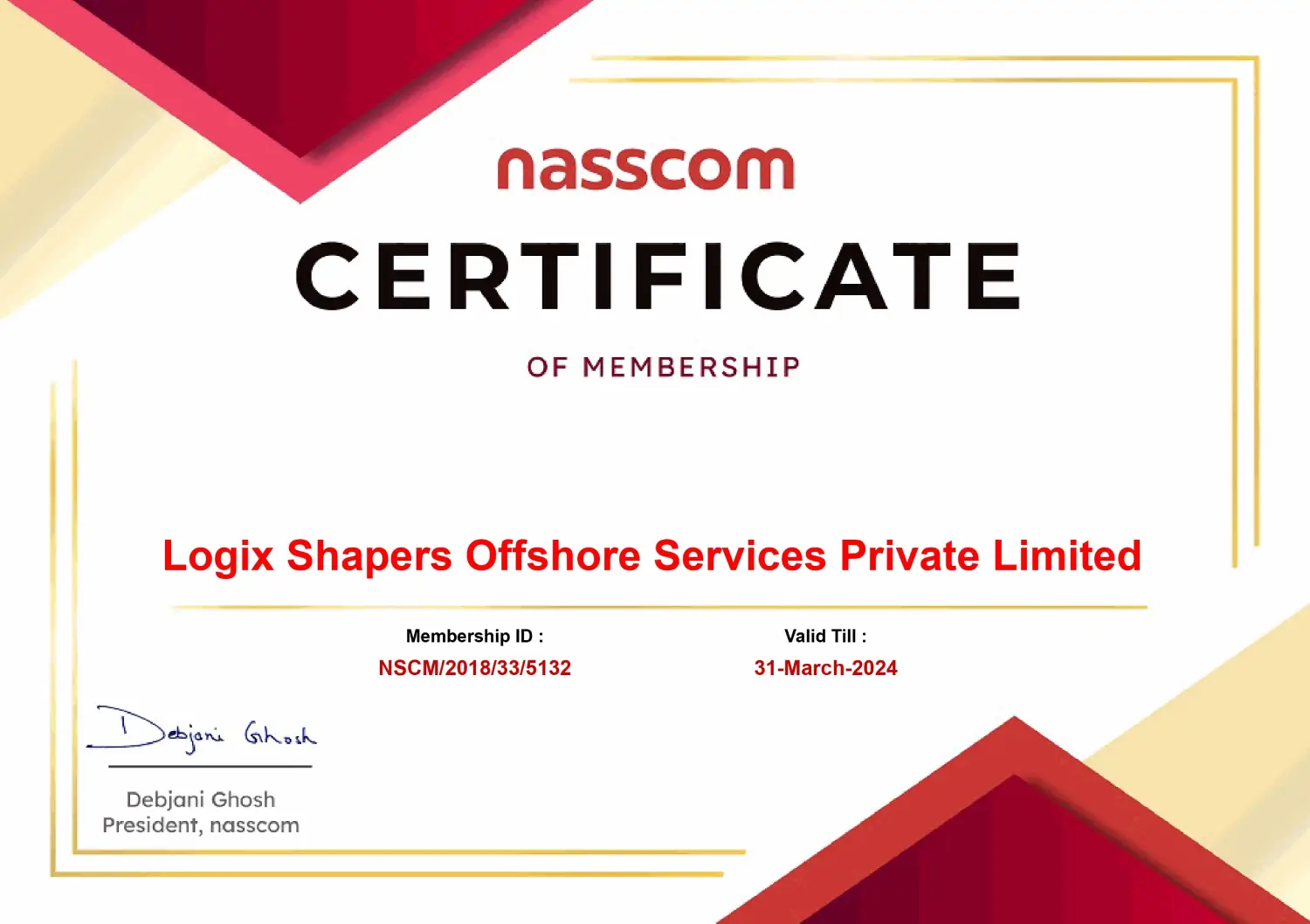 Membership Certificate Nasscom